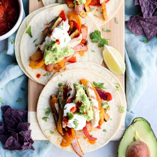 chicken tacos with fajita veggies