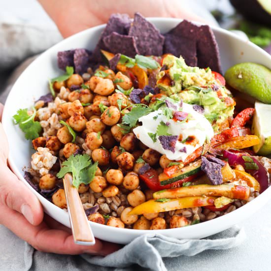 spiced chickpea & farro bowl