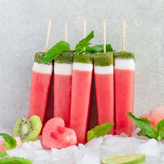 Watermelon Popsicles w/ Mint + Coco