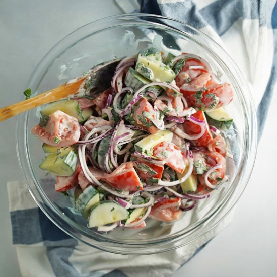 Creamy Tomato Cucumber Salad