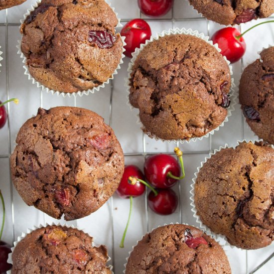 Easy Chocolate Cherry Muffins