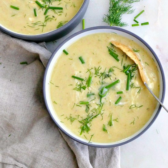 Potato Garlic Scape Soup