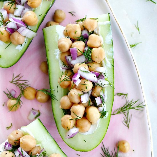 Chickpea Salad Cucumber Boats