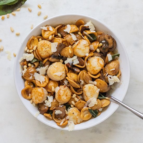 Scallops in brown butter sage sauce