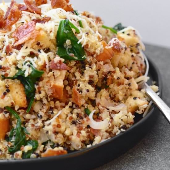 Spinach and Bacon Quinoa Side Dish