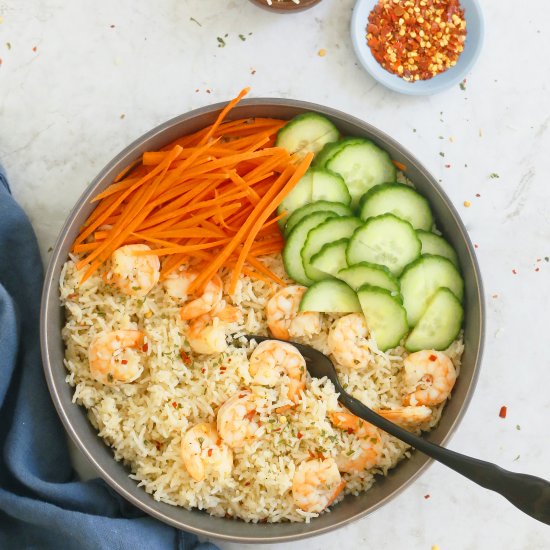 Instant pot garlicky shrimp rice