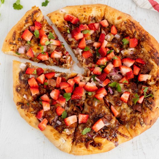 Strawberry Pizza w Balsamic & Bacon