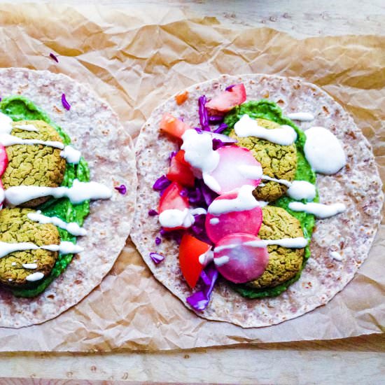 Falafel Tacos with Avocado Zhoug