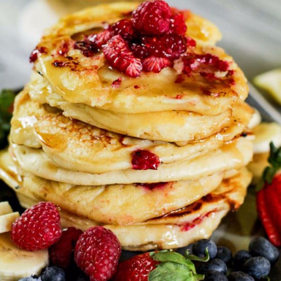 Raspberry Lemon Ricotta Pancakes