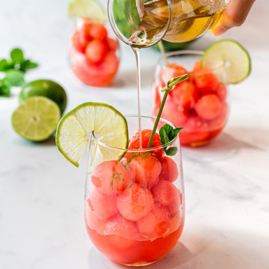 Watermelon Balls with Lime and Mint