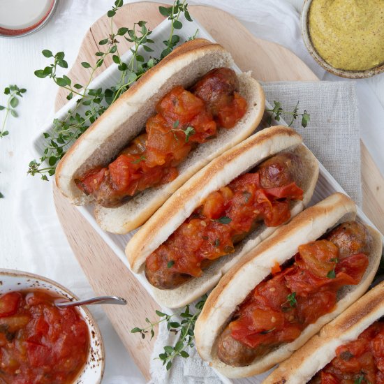 Bratwursts with Tomato Jam