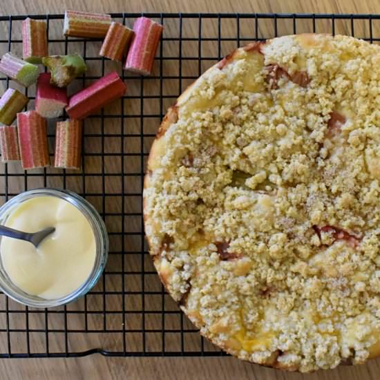 Rhubarb and Custard Crumble Cake