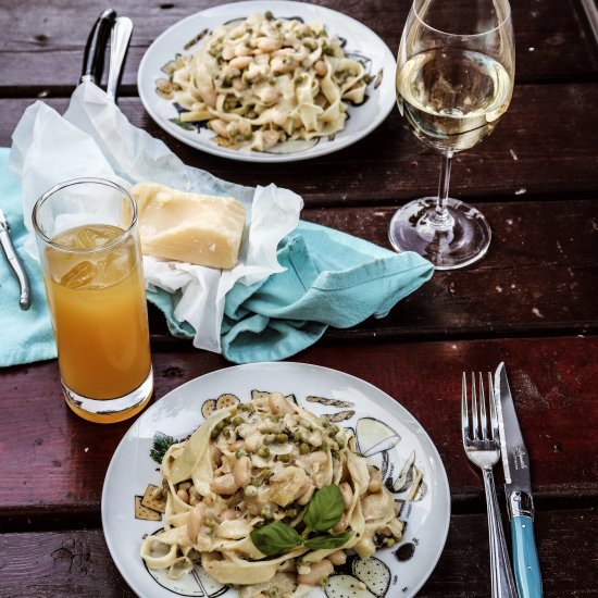 Creamy Pasta with Anchovies & Beans