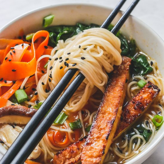 Vegan Miso Ramen with Crispy Tofu