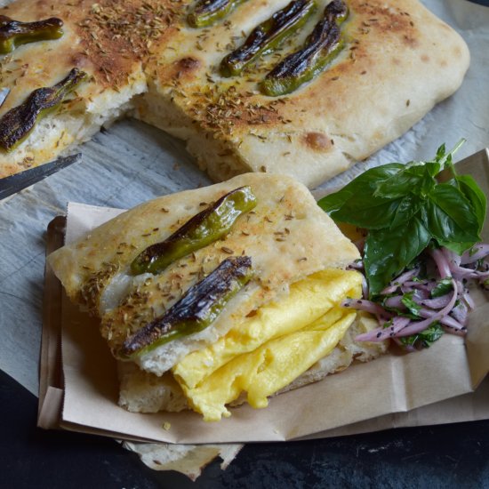 Shishito and fennel seed focaccia