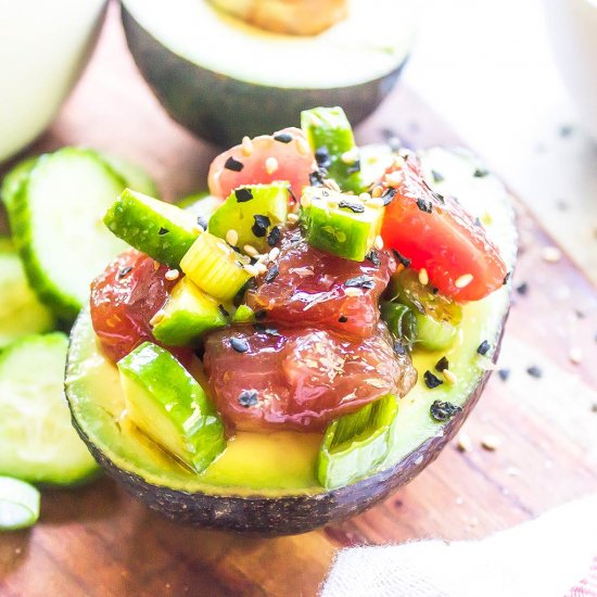 Tuna Poke Stuffed Avocados