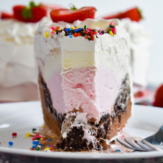 Neapolitan Crunch Ice Cream Cake