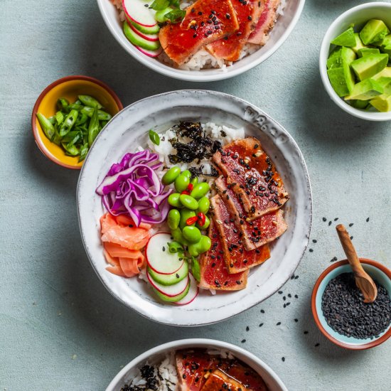 Seared Tuna Poke Bowls