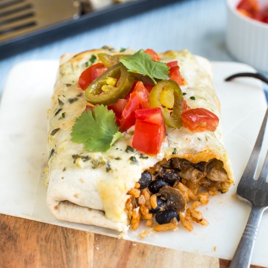 Vegetarian smothered burritos