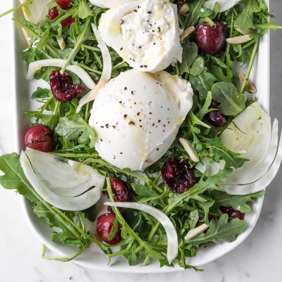 arugula salad w burrata and fennel