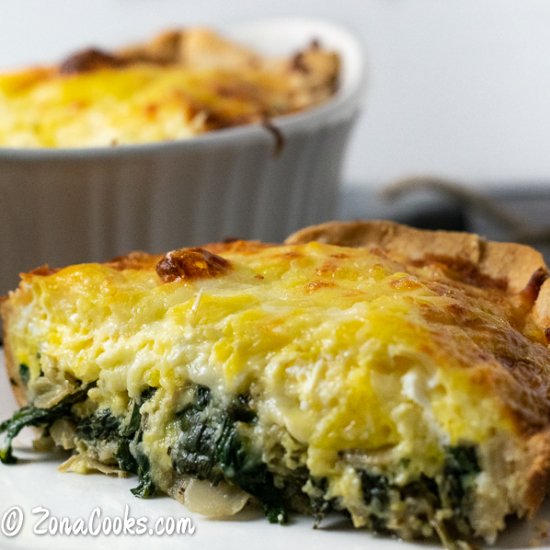 Cheesy Spinach Artichoke Quiche