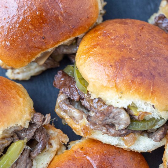 Easy Philly Cheesesteak Sliders