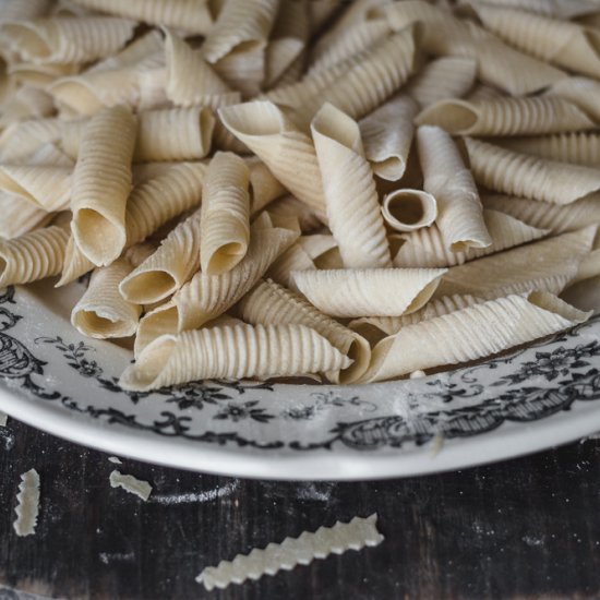 Homemade fresh garganelli pasta