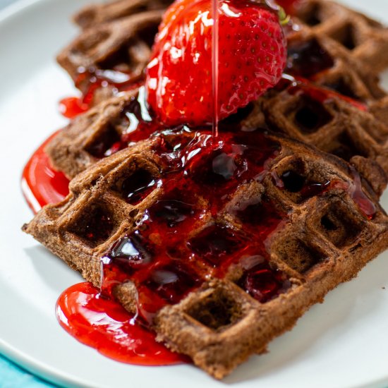 Nutella Waffles w/ Strawberry Syrup