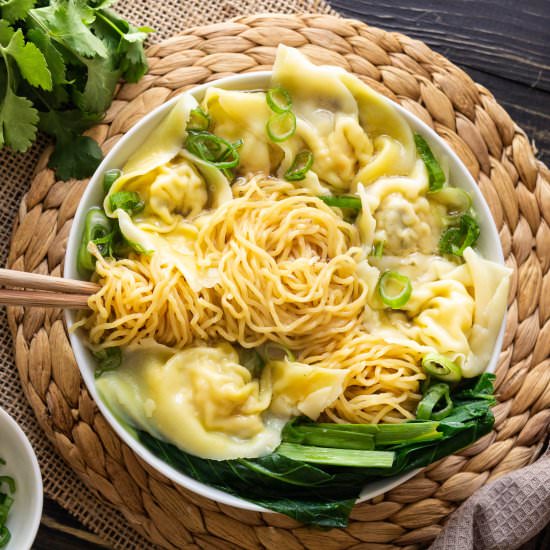 Wonton and Egg Noodle Soup