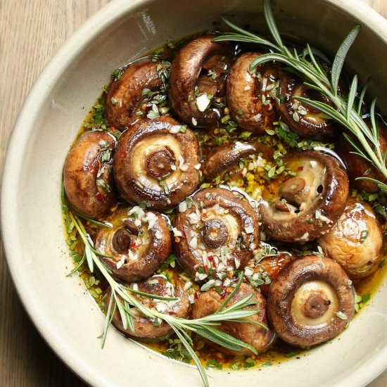 Garlic Herb Marinated Mushrooms