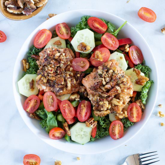 Salad: Maple Nuts Encrusted Salmon