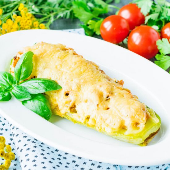 Chicken Stuffed Zucchini Boats