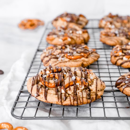 Salted Butterscotch Pretzel Cookies