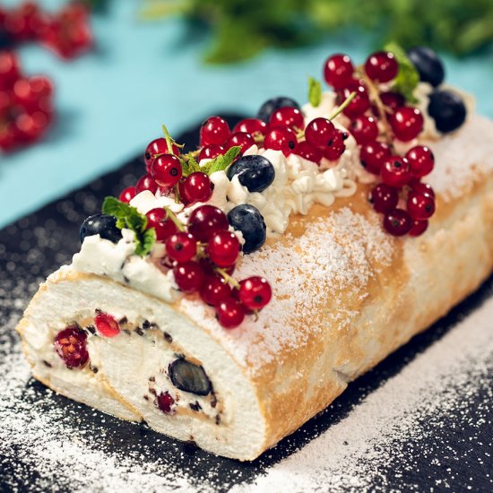 Summer Berry Meringue Roll