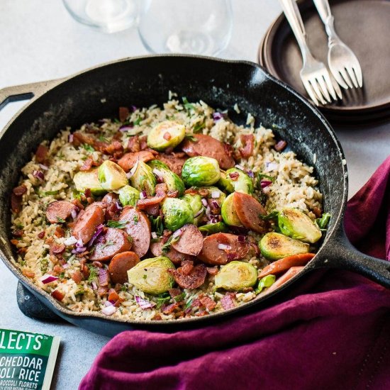 CHEDDAR BROCCOLI RICE WITH KIELBASA