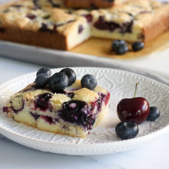 Mixed Berry Cake Bars with Cherries