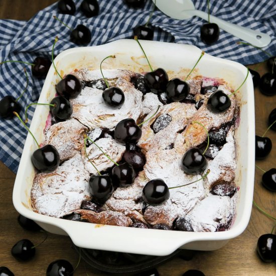 Cherry croissant pudding