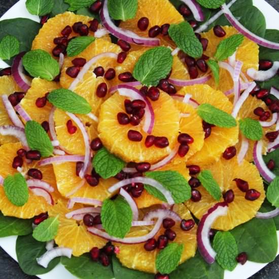 Orange, Spinach, Pomegranate Salad