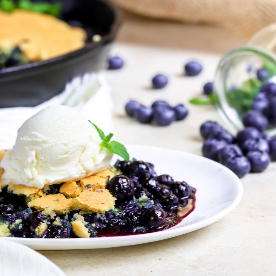 Blueberry Mint Cornbread Cobbler