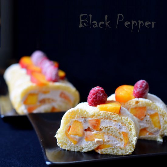 Peach Swiss Roll with Yogurt Cream