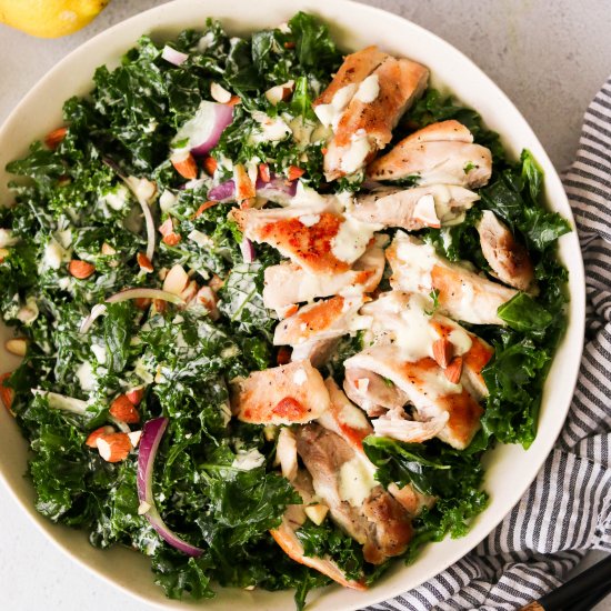 Whole30 Kale Chicken Caesar Salad