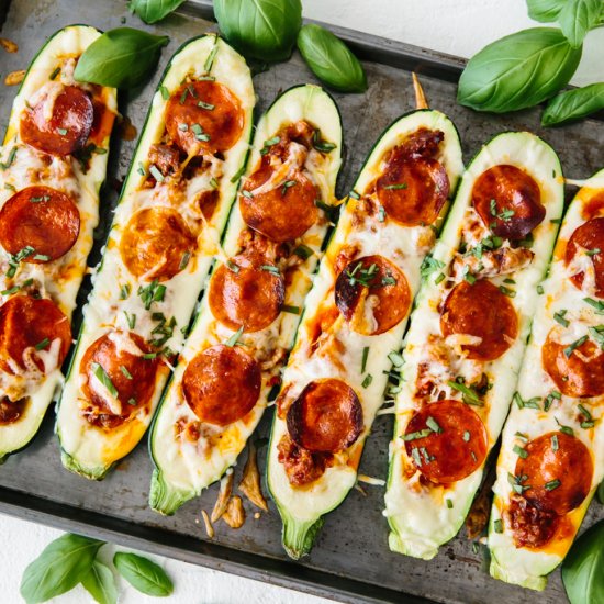 Pizza Stuffed Zucchini Boats