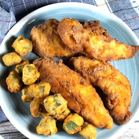 Fried Chicken Tenders and Okra