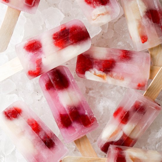 Lychee and Raspberry Popsicles