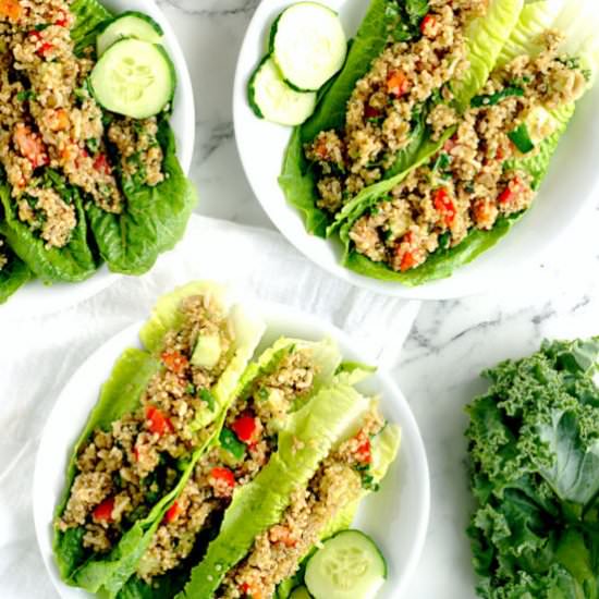 Quinoa Salad + Lettuce Wraps