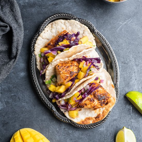 Paleo Fish Tacos with Mango Salsa