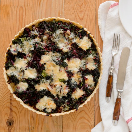 Young beet greens tart