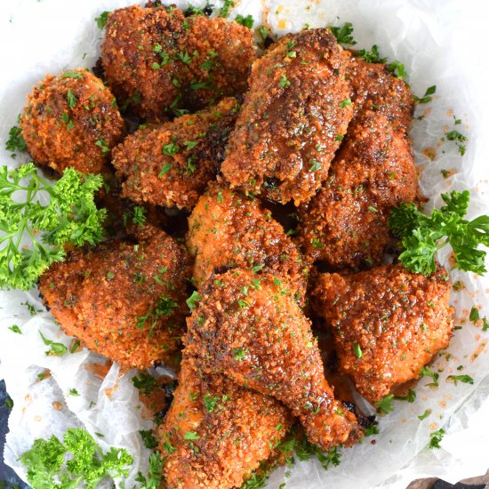 Oven Fried Chicken with Spicy Honey