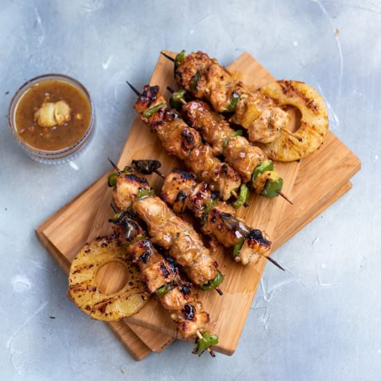 Grilled pineapple chicken kabobs