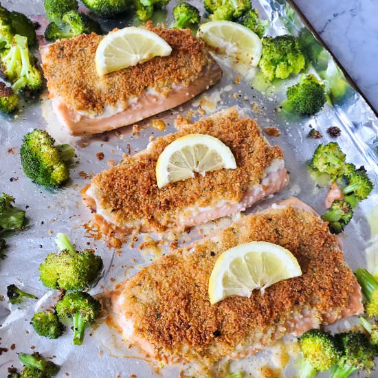 Parmesan Crusted Salmon & Broccoli